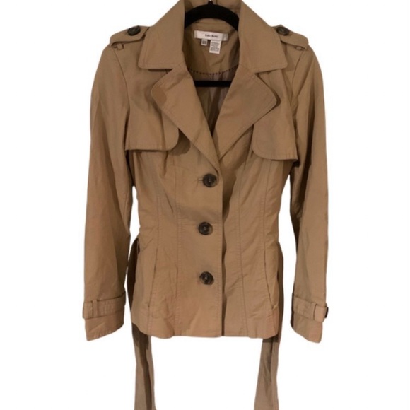 Zara Tan Trench Coat with Notched Lapel and Self-Tie Belt - Picture 4 of 4